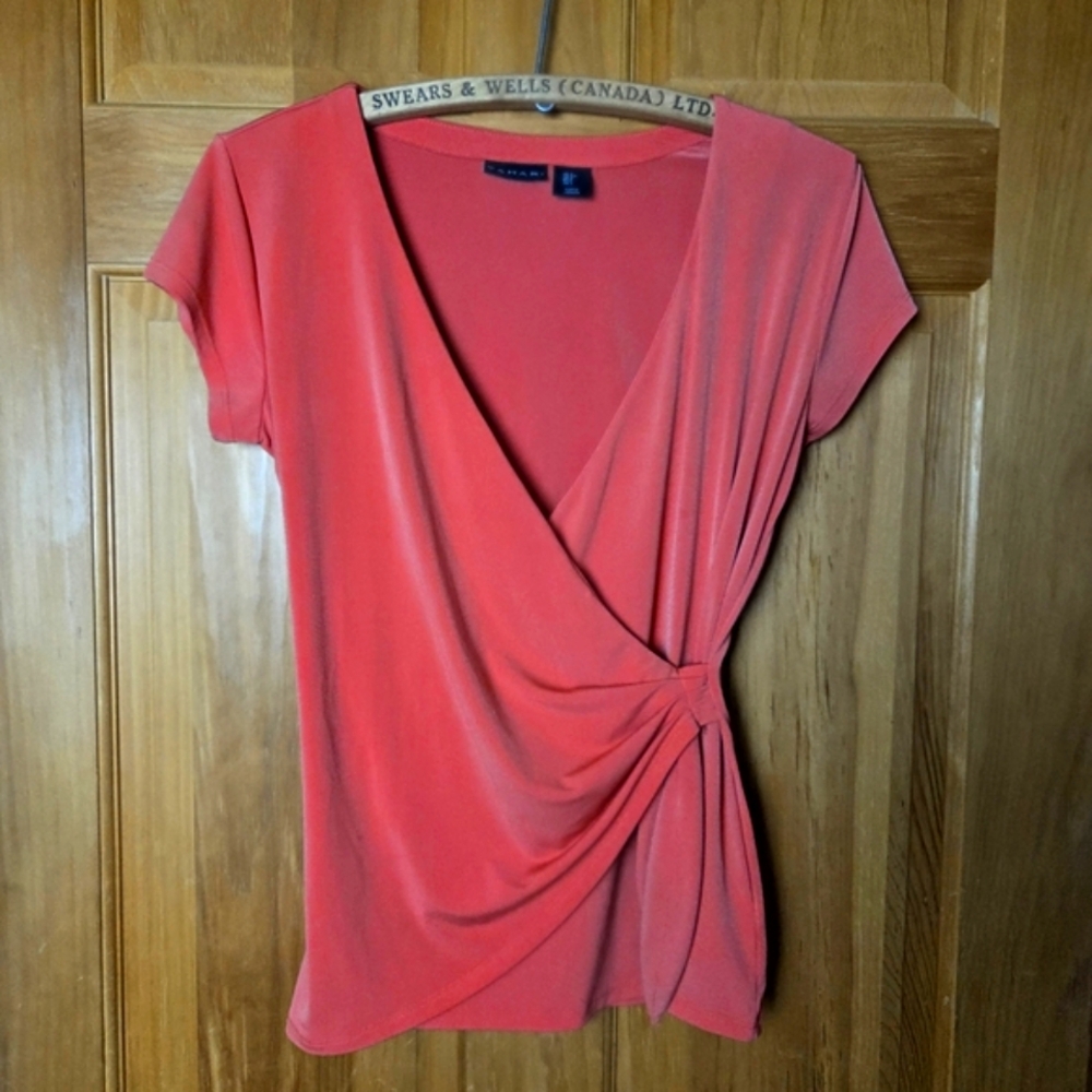 Tahari Coral Faux Wrap Top Size S